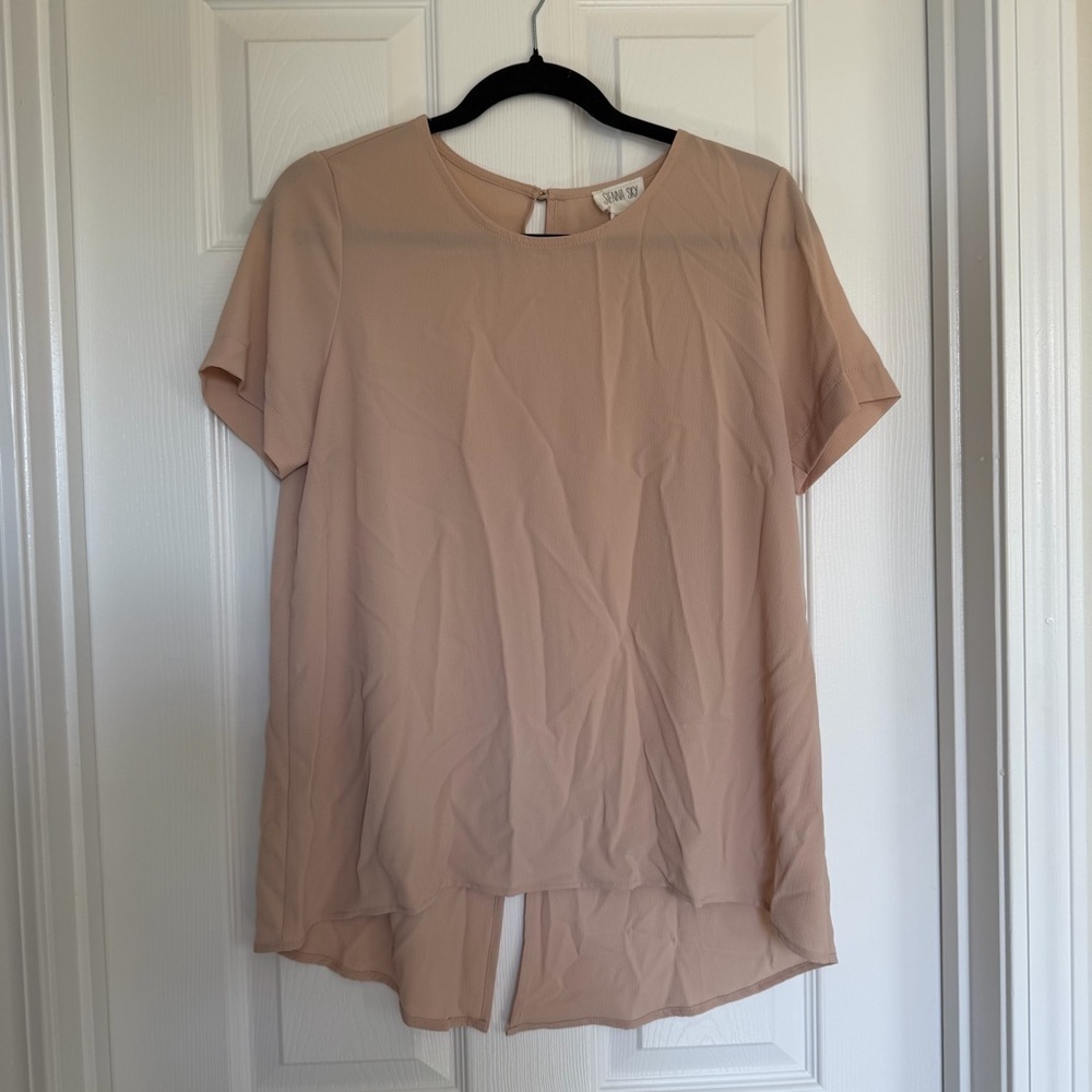 Sienna Sky Blush Pink Short Sleeve Blouse Size Medium